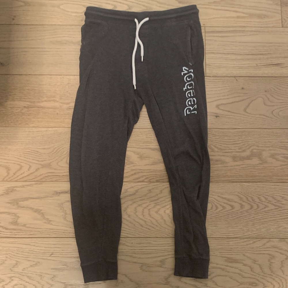 Reebok Men's Charcoal Joggers with White Accents